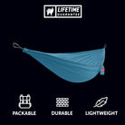 packable, durable, lightweight, affordable blue hammock ripstop