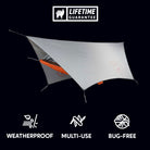 durable, multi-use, bug-free hammock with integrated mosquito net with waterproof multi-use tarptarp