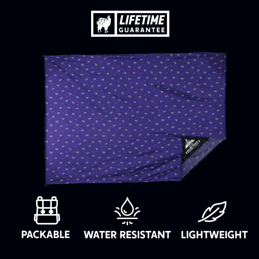 Packable, water resistant, lightweight sheet for sitting and keeping gear protected and dry. Lifetime Guarantee