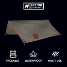 packable waterproof lightweight multi-use tarp large big rain dry durable
