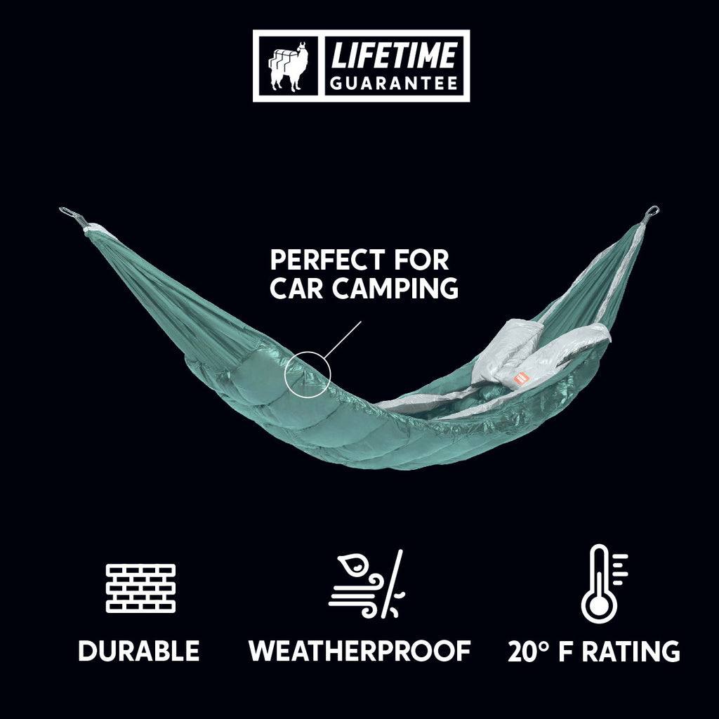 durable weatherproof 20° F rating perfect for car camping evolution hammock sleeping bag