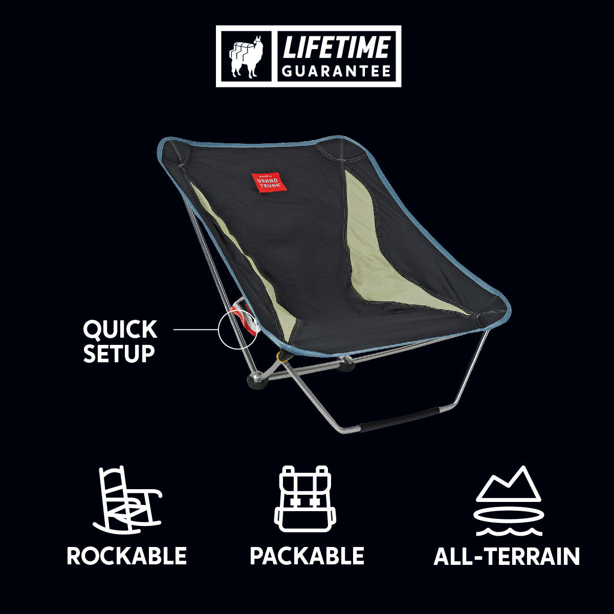 Mayfly chair rockable lightweight packable all-terrain quick setup