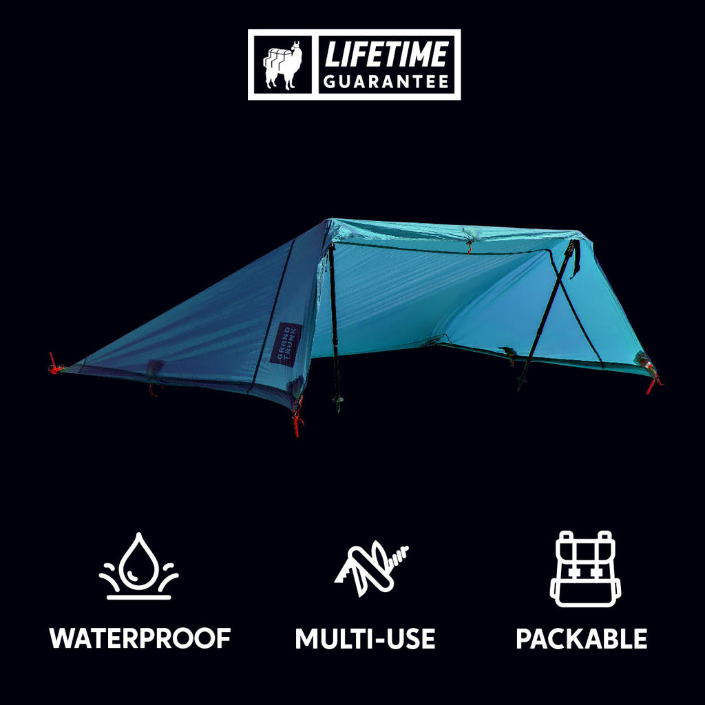 waterproof, multi-use, packable shelter tarp hammock a-frame bivvy bivy durable