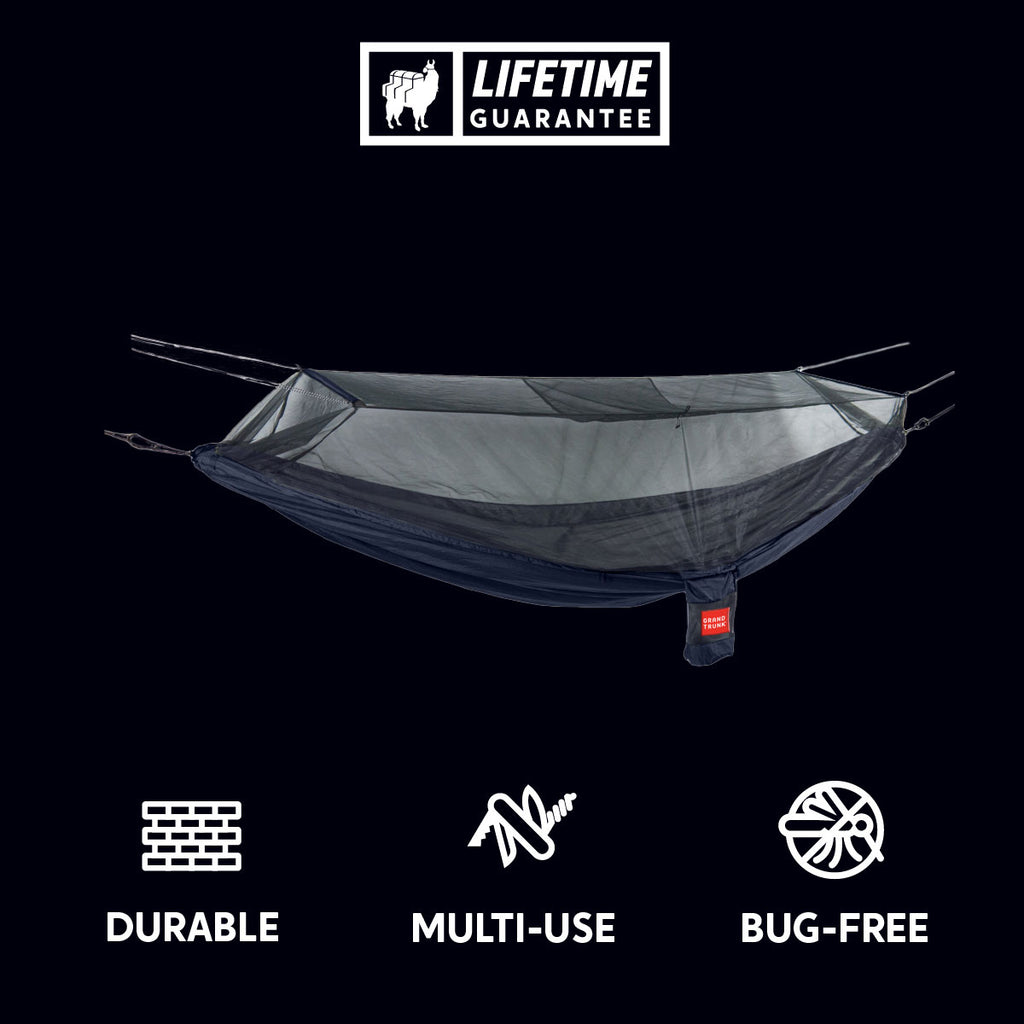 durable, multi-use, bug-free hammock with integrated mosquito net
