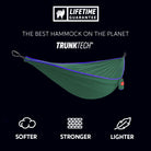 TrunkTech™ Hammock—Lighter, Softer, Stronger. The Best Hammock on the Planet. Green and purple