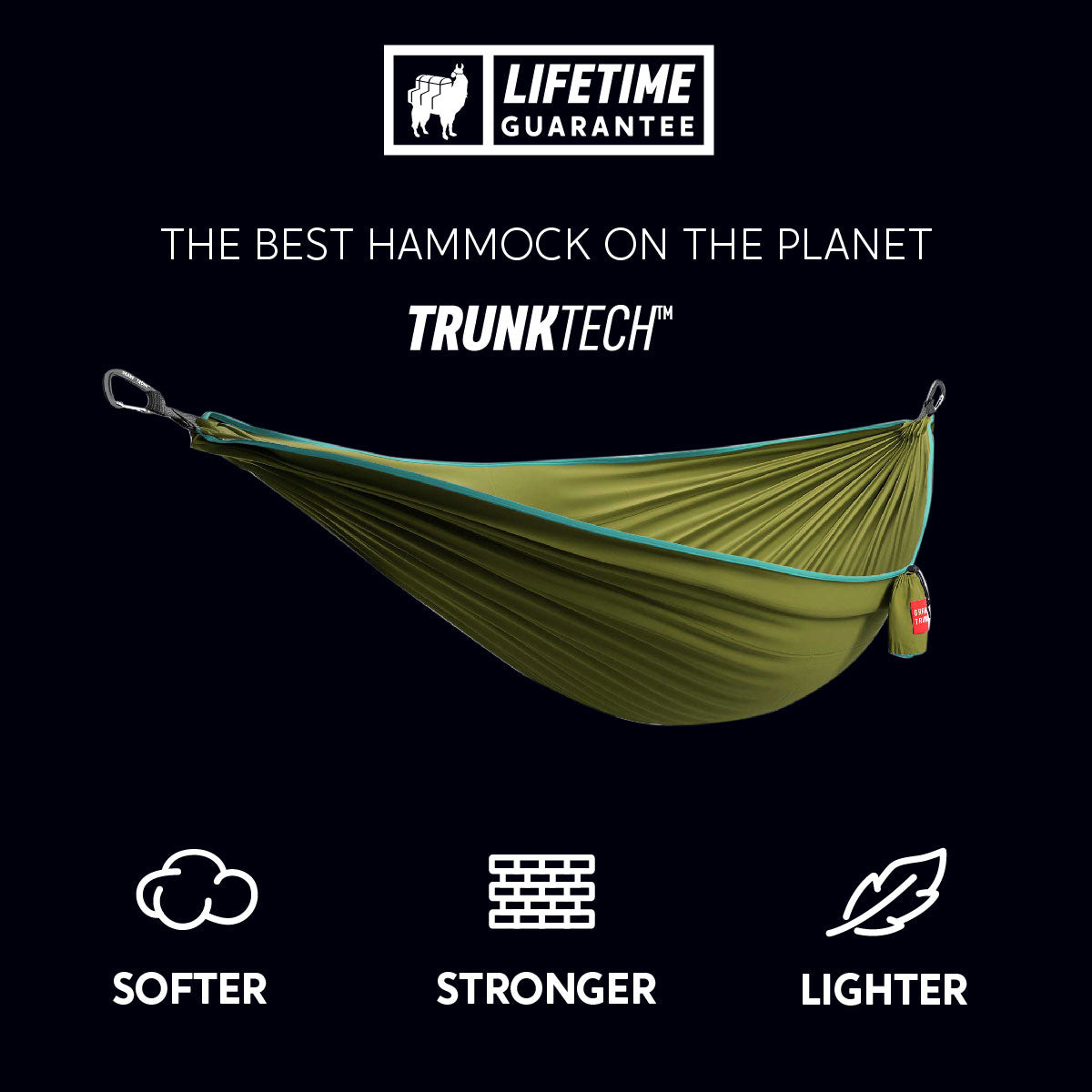TrunkTech™ Hammock—Lighter, Softer, Stronger. The Best Hammock on the Planet. Green