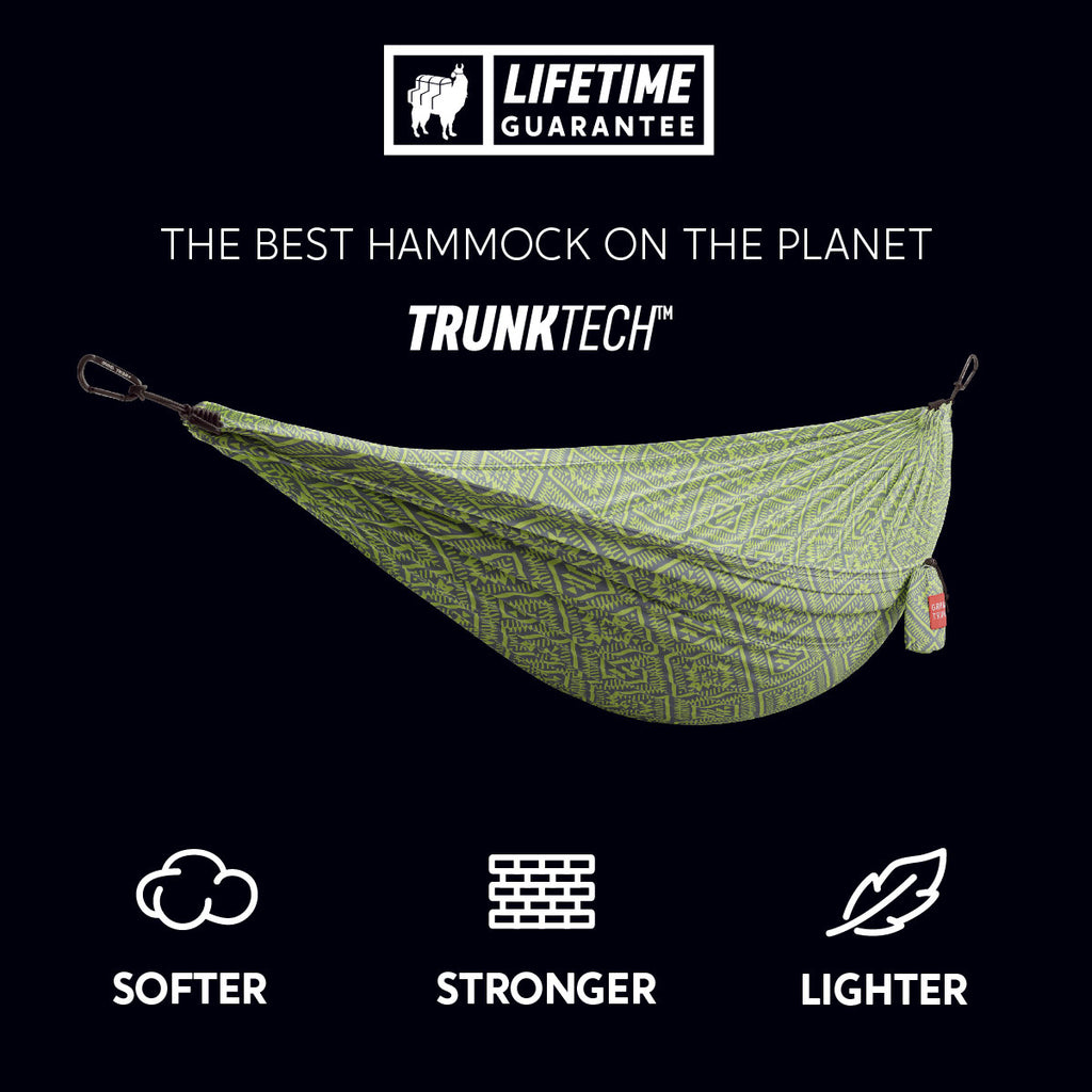 TrunkTech™ Hammock—Lighter, Softer, Stronger. The Best Hammock on the Planet. diamond zig zag print green gray grey